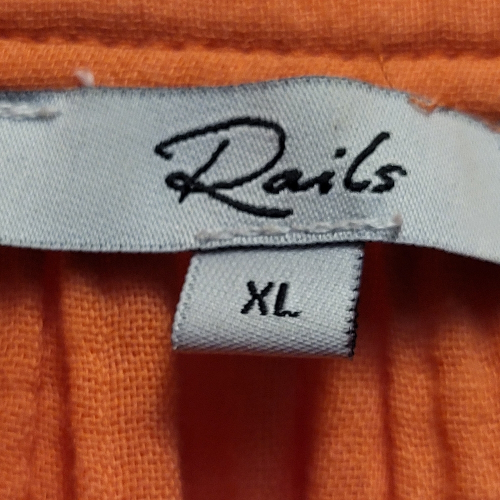 Rails Aureta Papaya Orange Gauze Tiered V-Neck Dress Organic Cotton - Size XL - Picture 5 of 7